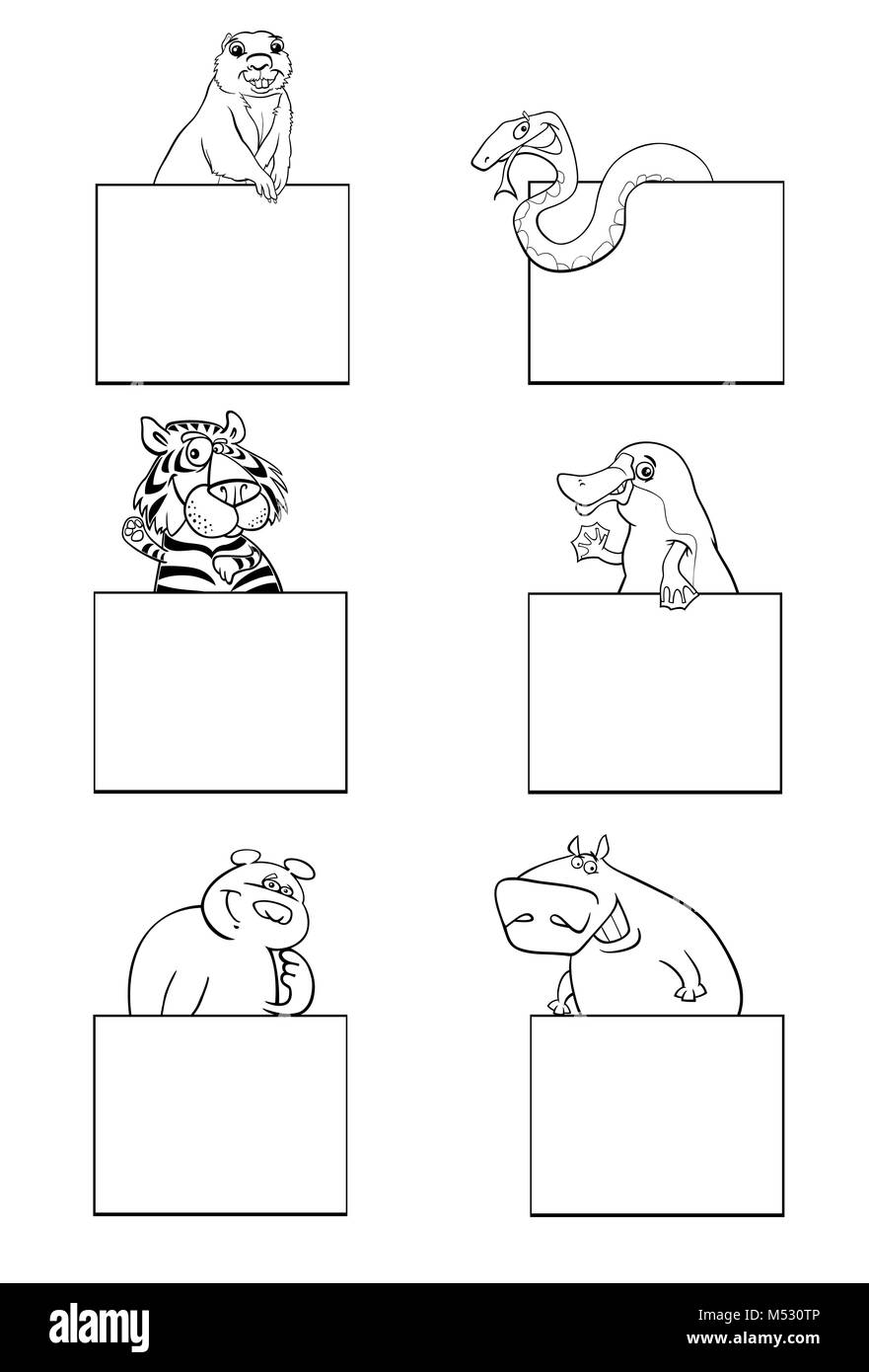 Les animaux avec jeu de cartes noir et blanc Banque D'Images