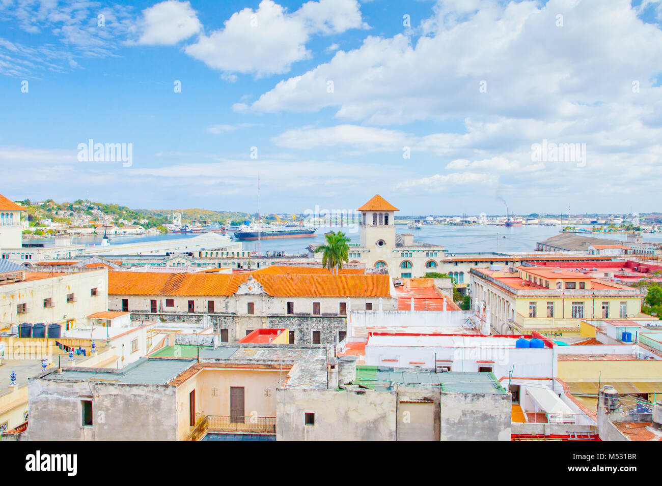 Port de La Havane vue aérienne Banque D'Images