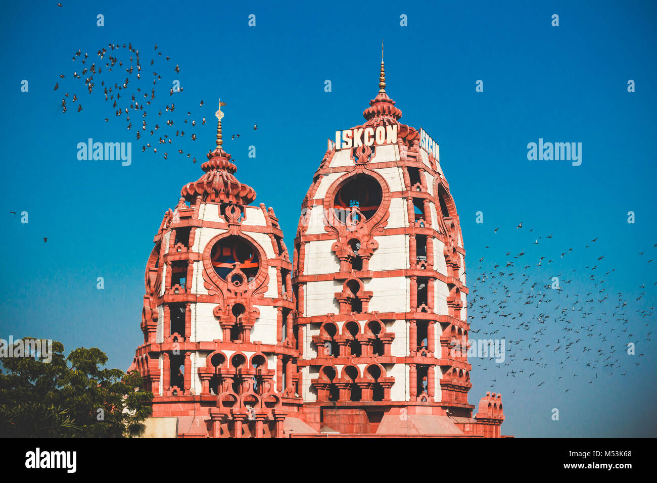 Temple ISKCON à New Delhi, Inde Banque D'Images