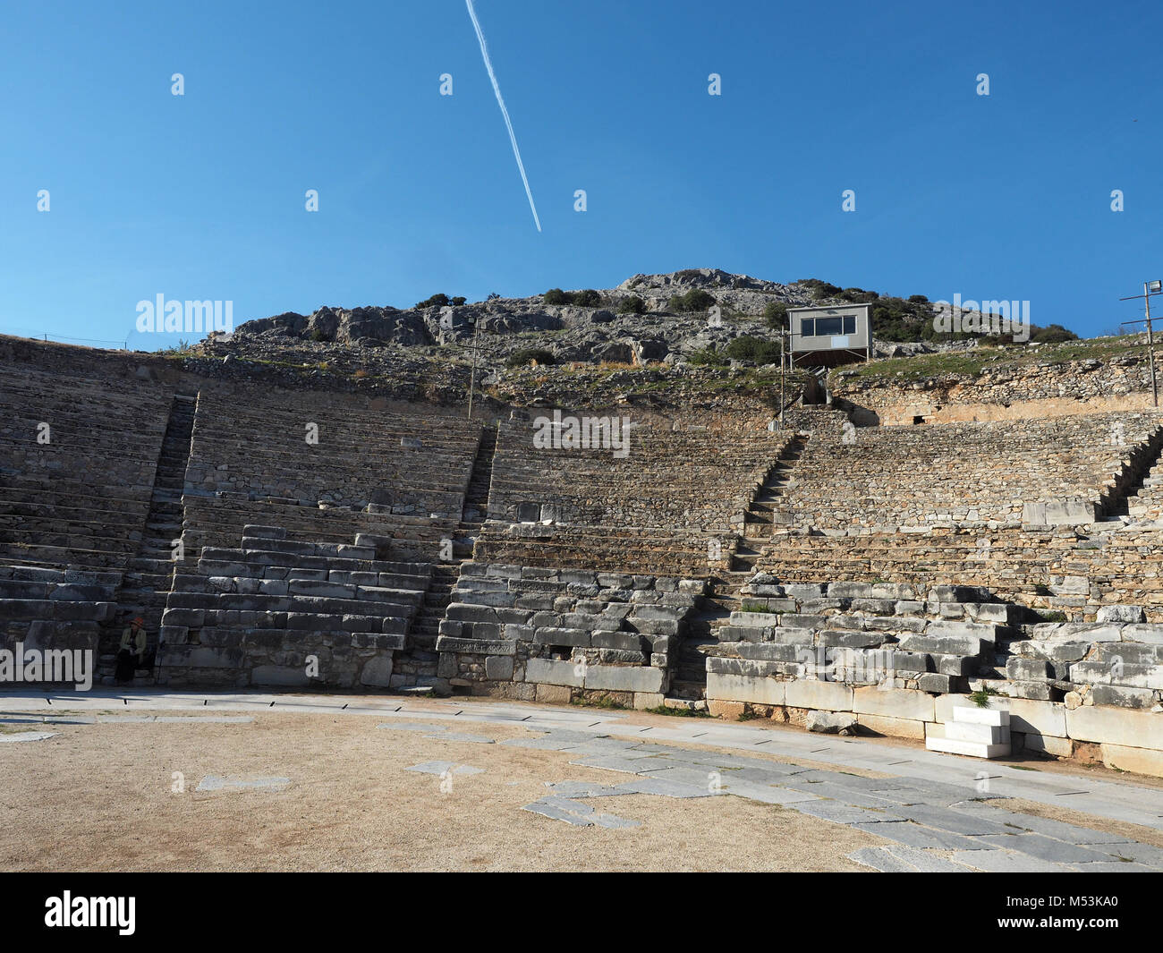 Ruines de l'amphithéâtre antique de Philippes près de Kavala, Grèce Banque D'Images