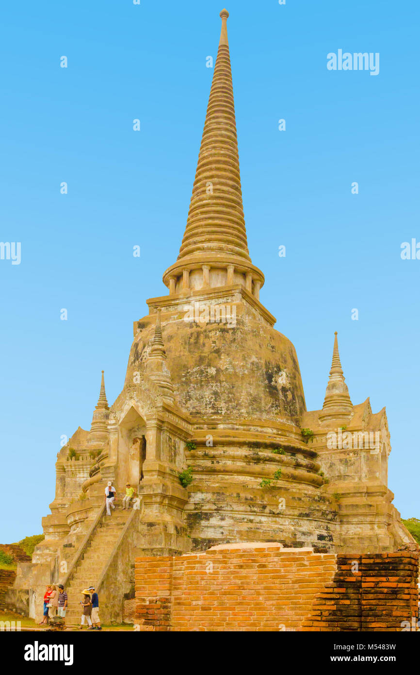 La pagode en pierre de l'ancienne Thaïlande Ayutthaya Banque D'Images