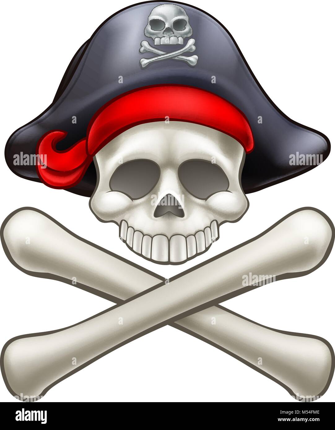 Chapeau Pirate Tête de mort Dessin Animé Illustration de Vecteur