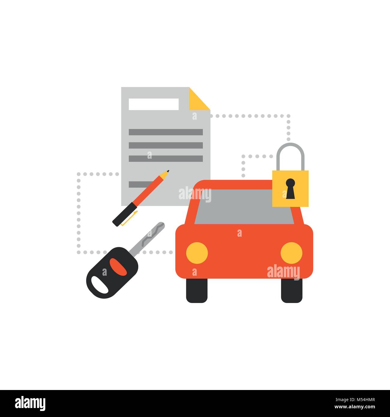 Assurance auto, l'achat de voitures et concept Illustration de Vecteur