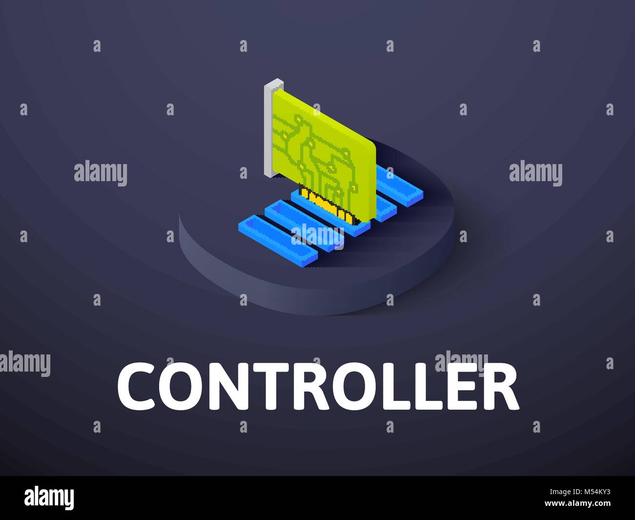 Icône isométrique du contrôleur, isolée sur un fond de couleur Illustration de Vecteur