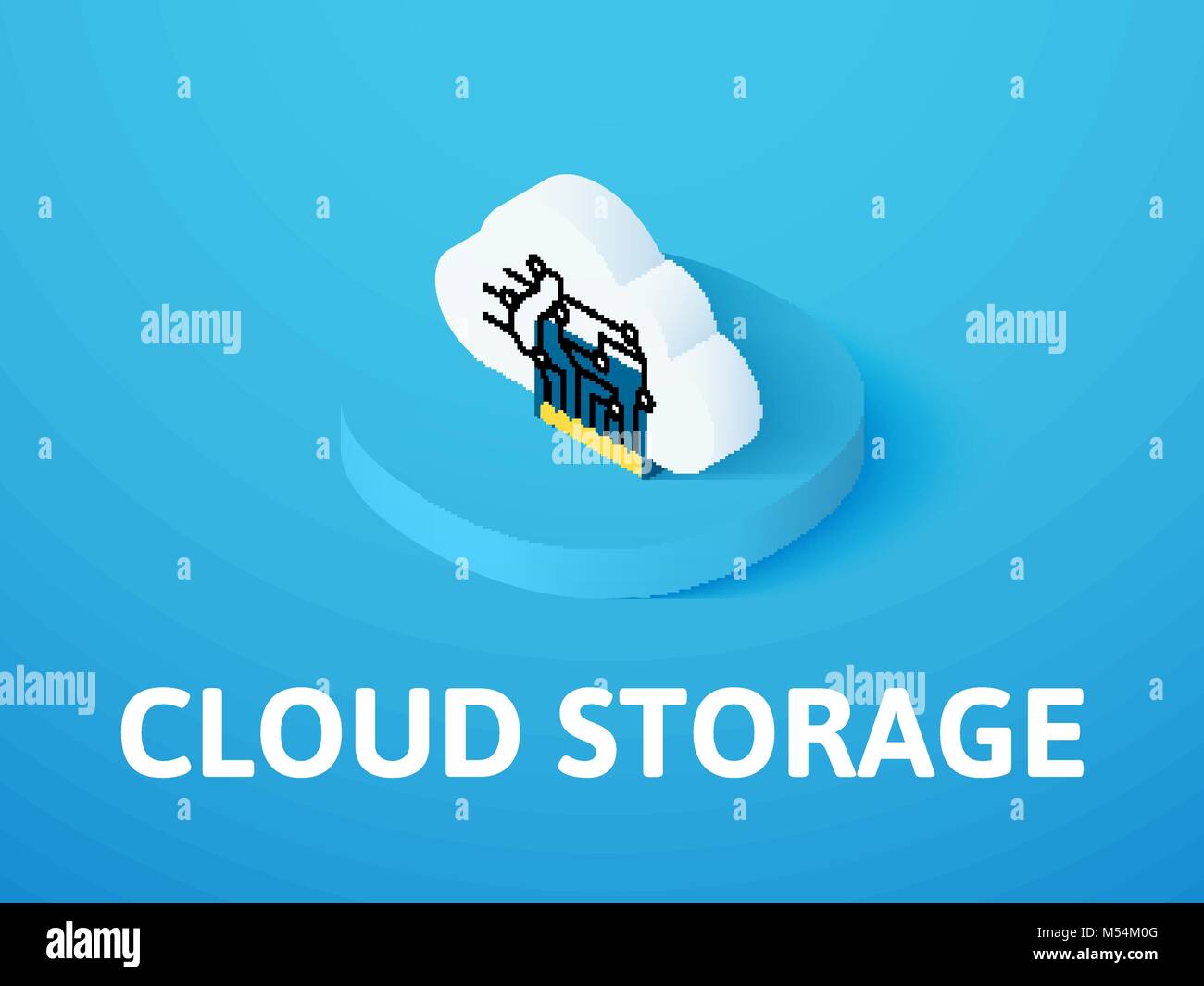 Cloud storage icône isométrique, isolée sur un fond de couleur Illustration de Vecteur