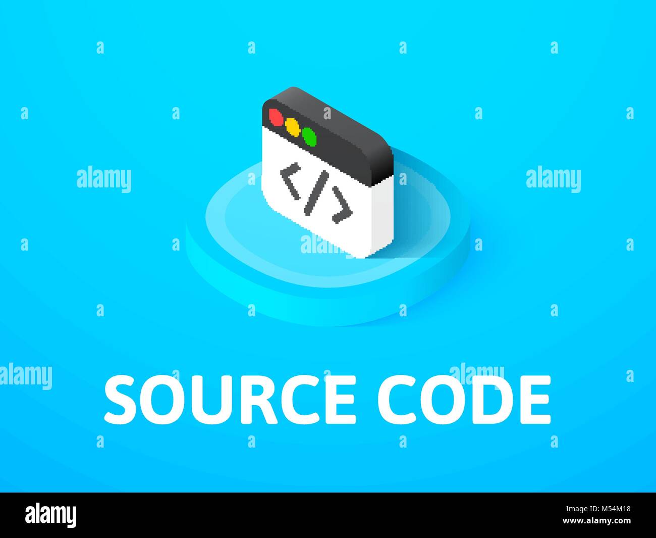 Code source icône isométrique, isolée sur un fond de couleur Illustration de Vecteur