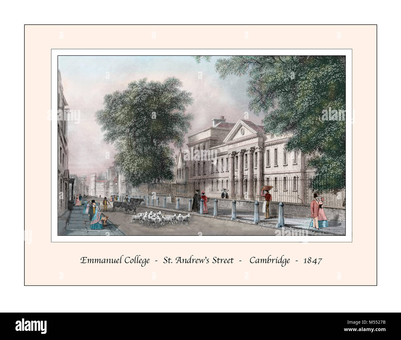 Emmanuel College de Cambridge Conception originale basée sur une gravure du xixe siècle Banque D'Images