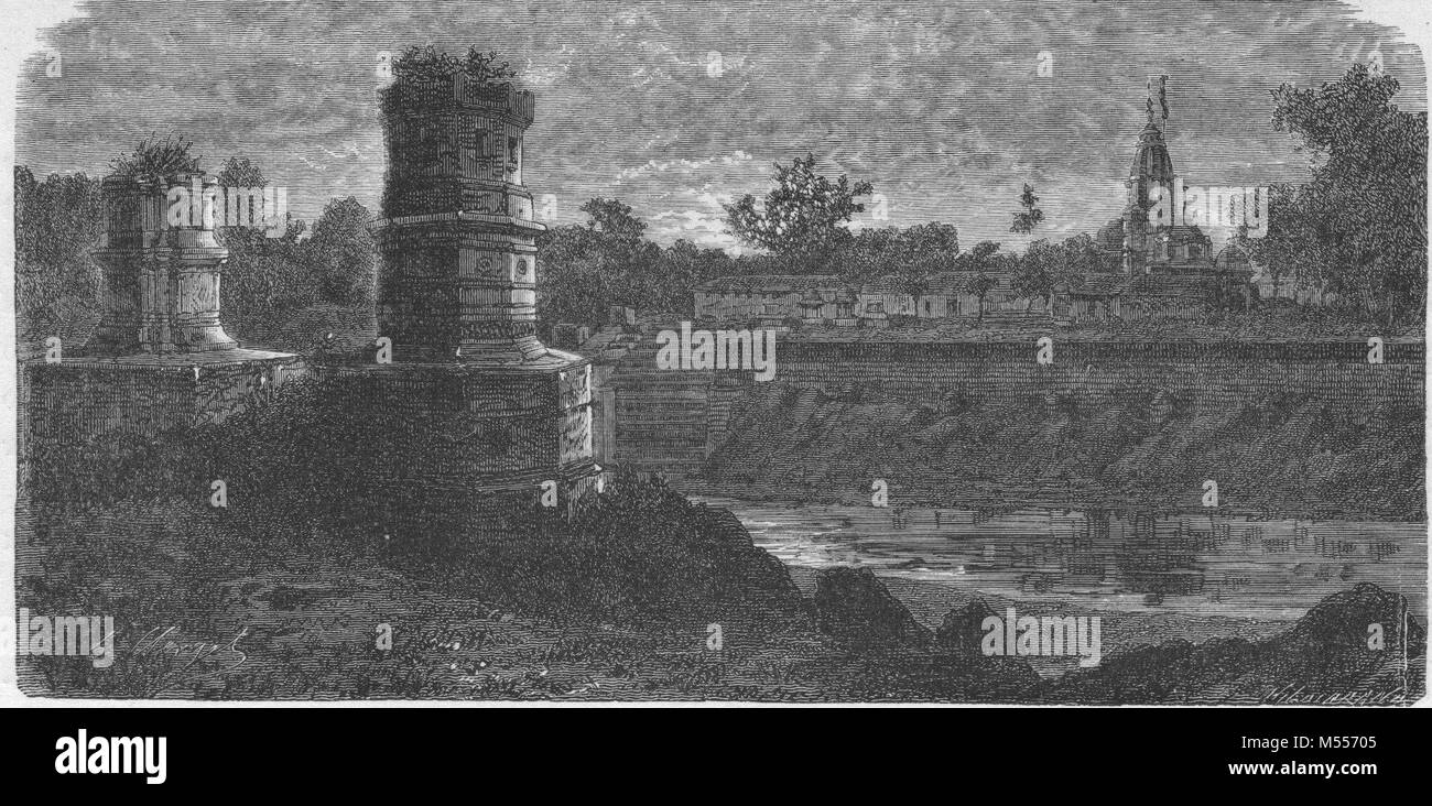 L'Inde. Vadodara, gravure antique 1878 Banque D'Images