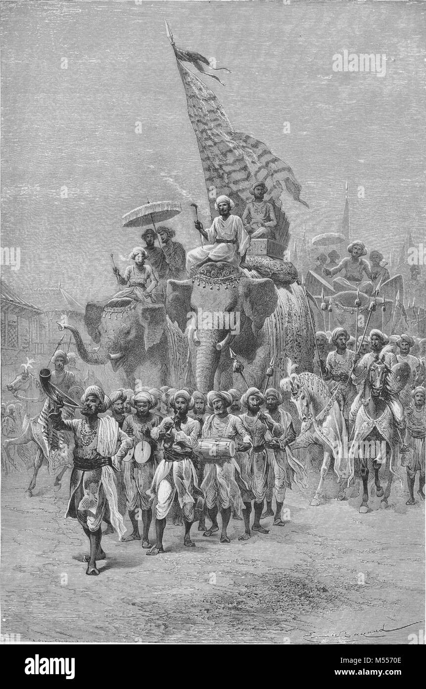 L'Inde. Porte-étendard royal, Baroda, antique 1878 Banque D'Images