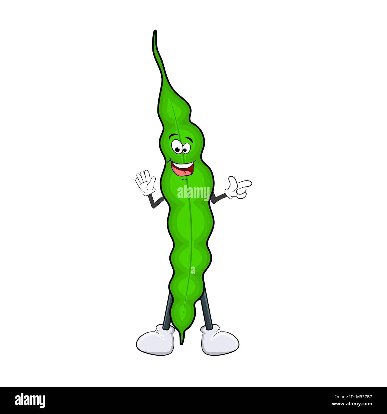 Caricature de pois vert sourire isolé sur fond blanc Illustration de Vecteur