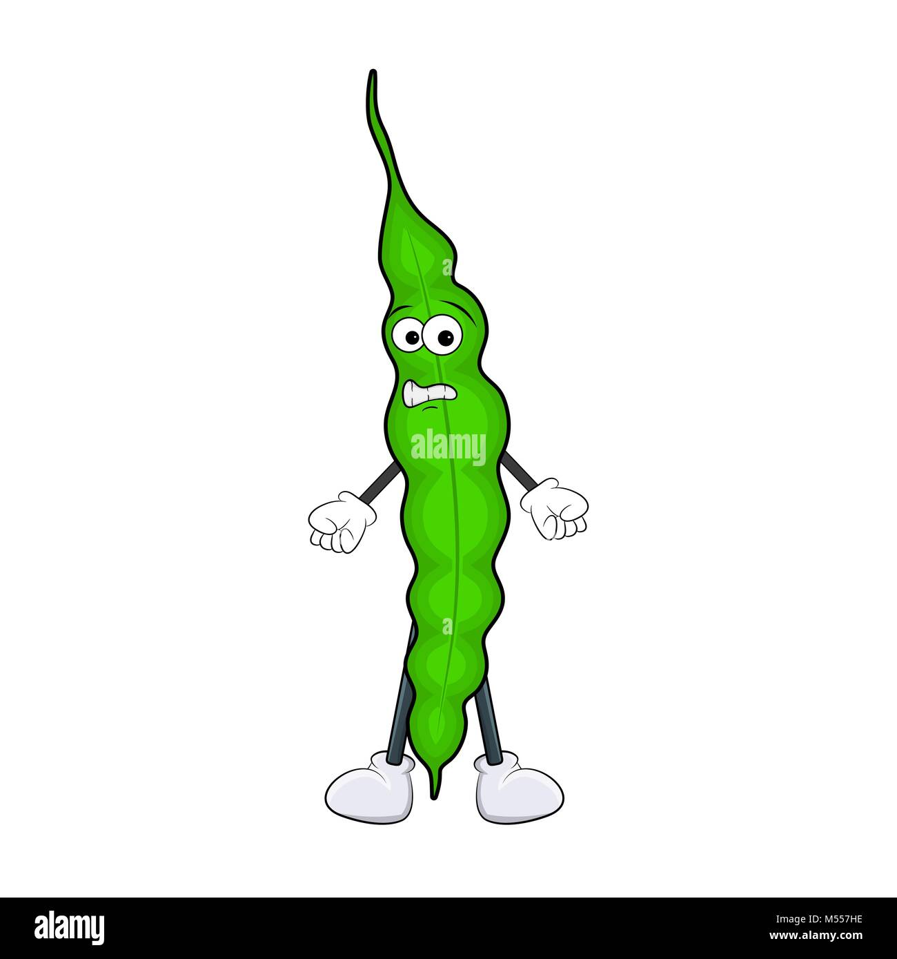 Caricature de pois vert peur isolé sur fond blanc Illustration de Vecteur