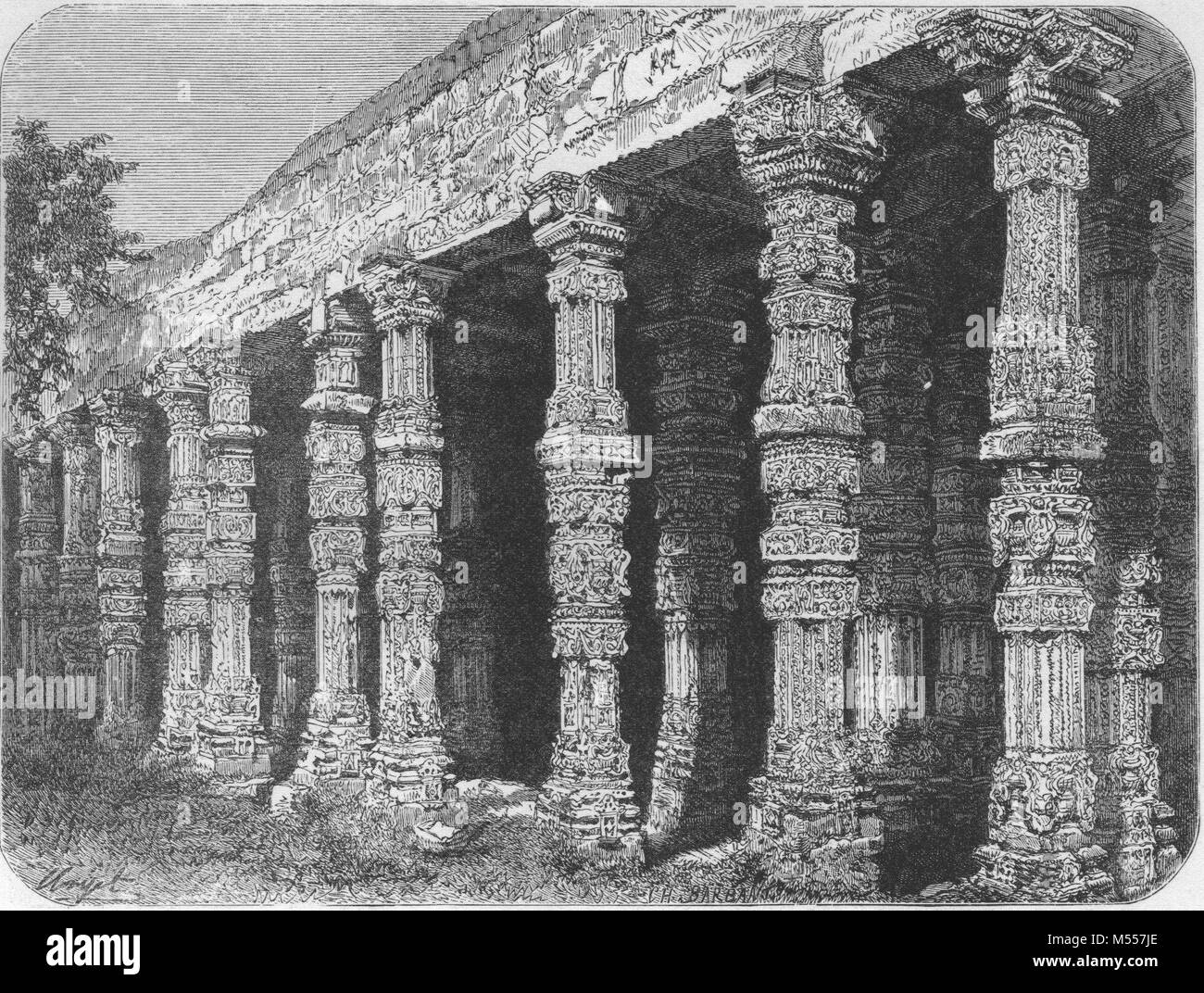 L'Inde. Cloîtres Jain, mosquée de Qutb, Delhi, 1878 imprimer Banque D'Images