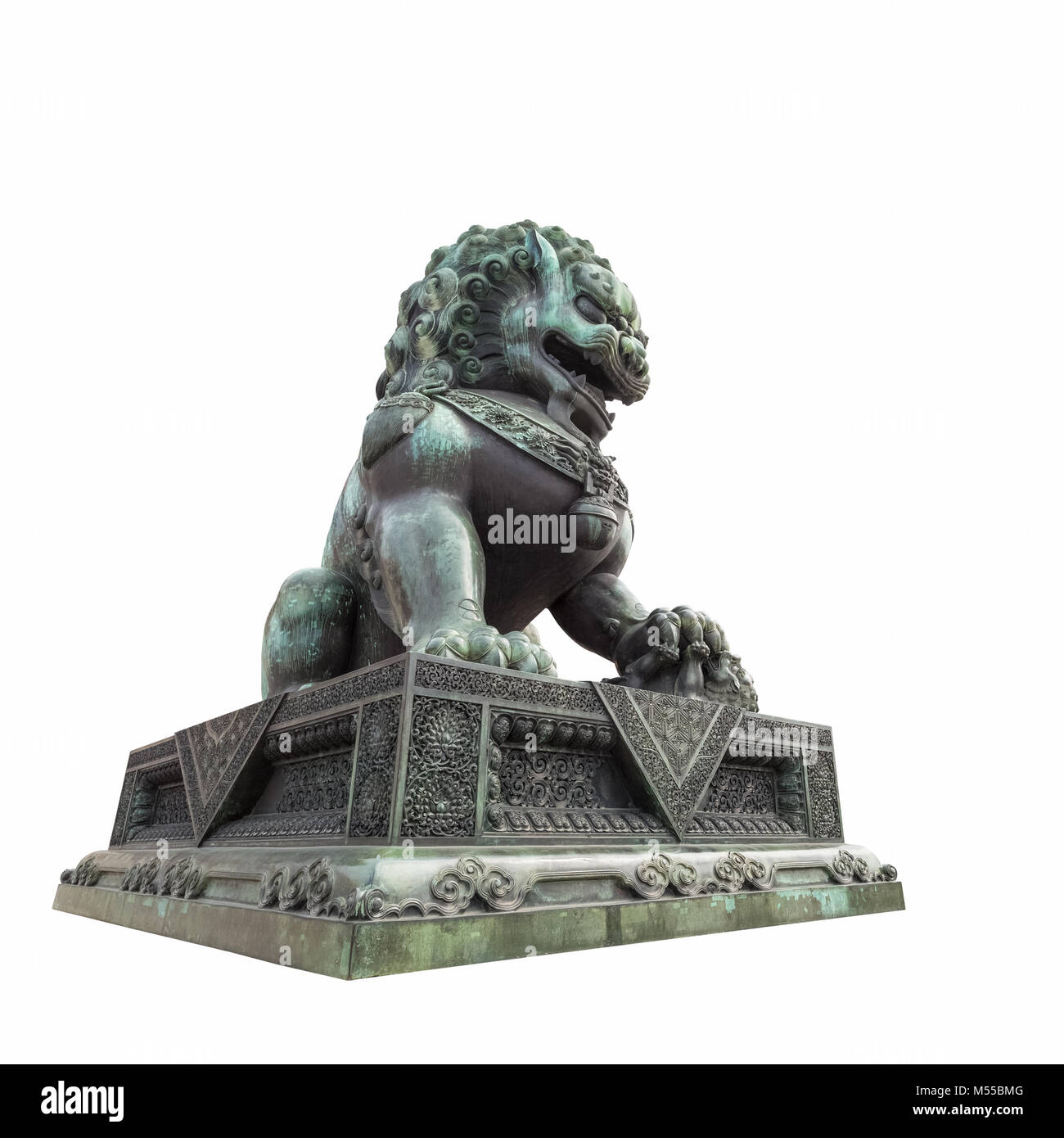 Statue de lion en bronze isolé Banque D'Images
