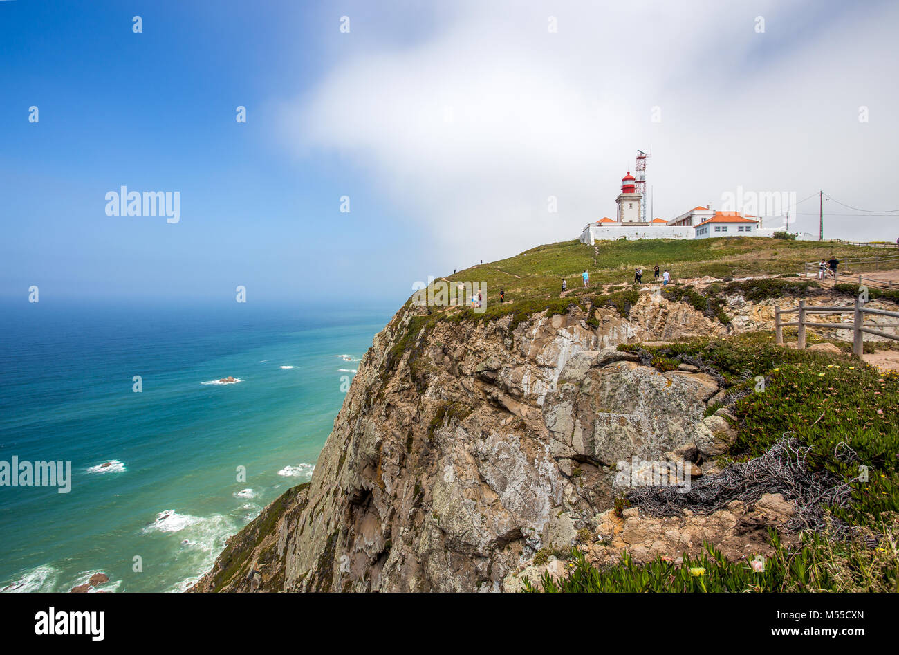 Le phare de Cabo do Roca, Portugal, point le plus occidental de l'Europe continentale Banque D'Images