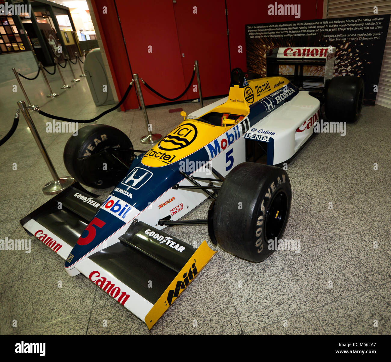 Nigel Mansell's Williams FW11 de Formule 1, qui il a couru pendant la saison 1986, manquant de peu sur le championnat après un pneu éclater Banque D'Images