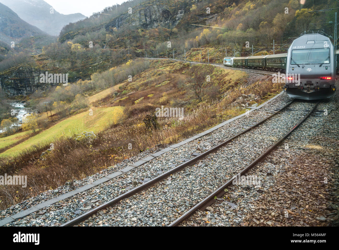 La ligne de train panoramique Flamsbana in Norway Banque D'Images