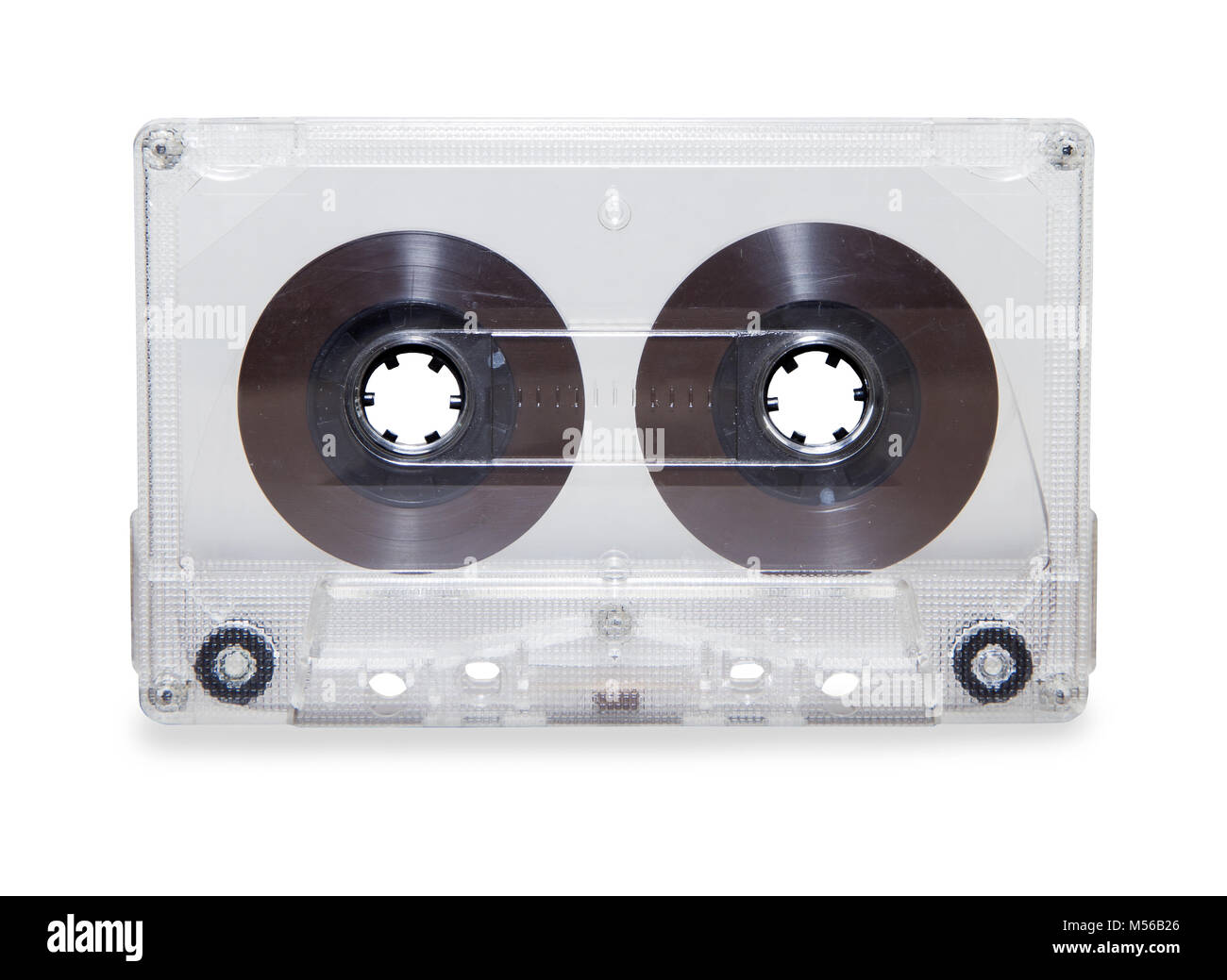 Transparent vintage cassette audio isolated over white Banque D'Images