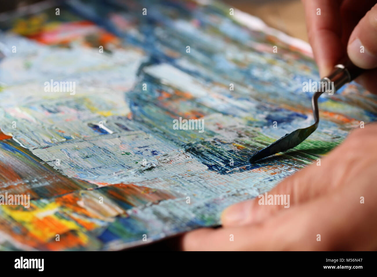 Art peinture avec couteau à palette Banque D'Images