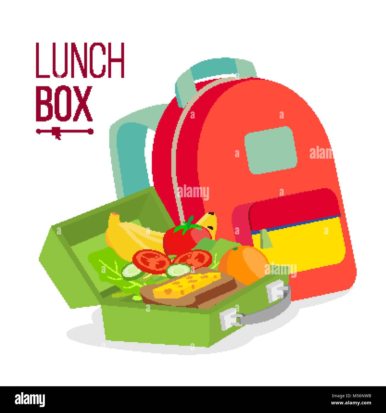 Lunch Box sac et vecteur. Sac avec des aliments sains pour les enfants.  Télévision Cartoon illustration isolé Image Vectorielle Stock - Alamy