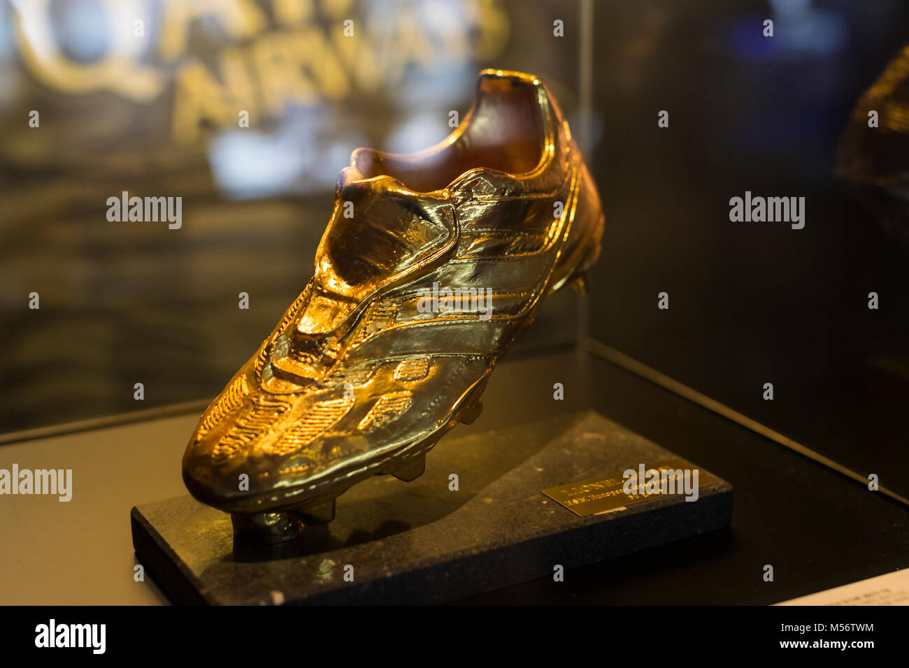 Barcelone, Espagne - 12 janvier 2018 : Le musée de trophées des coupelles et des bourses de l'équipe de FC Barcelone dans le Camp Nou. Banque D'Images