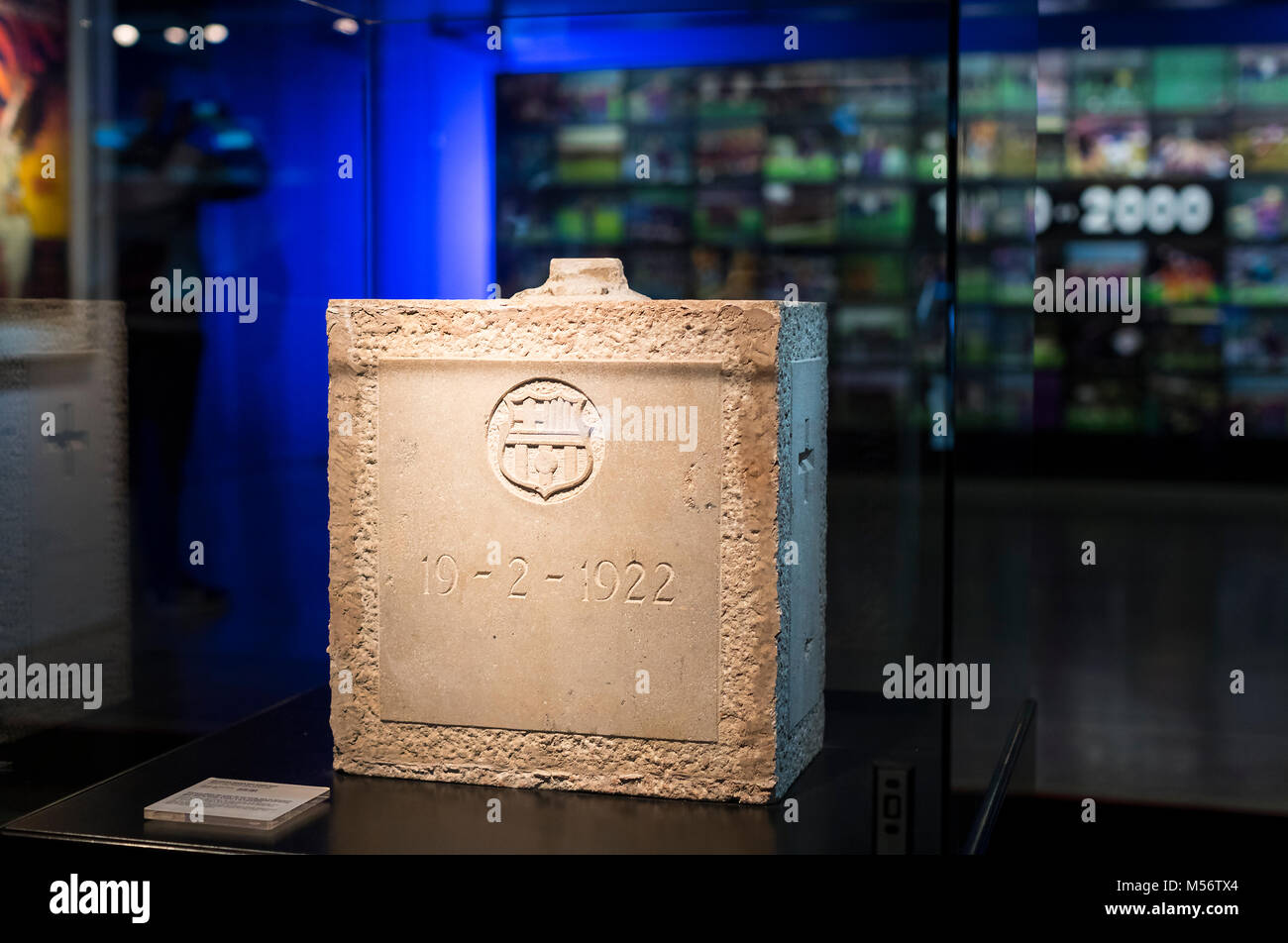 Barcelone, Espagne - 12 janvier 2018 : Le musée de trophées des coupelles et des bourses de l'équipe de FC Barcelone dans le Camp Nou. Banque D'Images