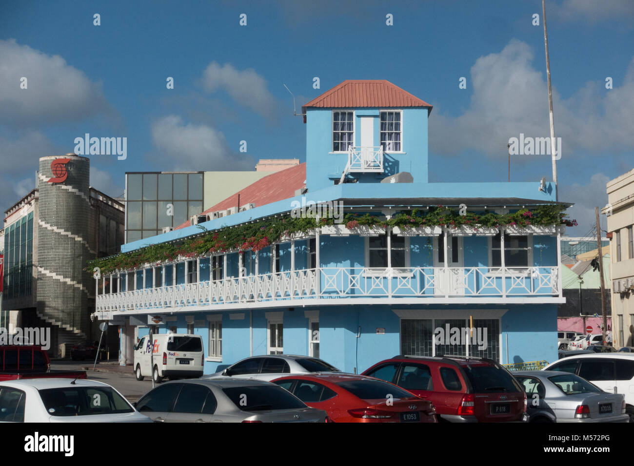 Sur le bâtiment coloré du front de mer, à Bridgetown, Barbade Banque D'Images