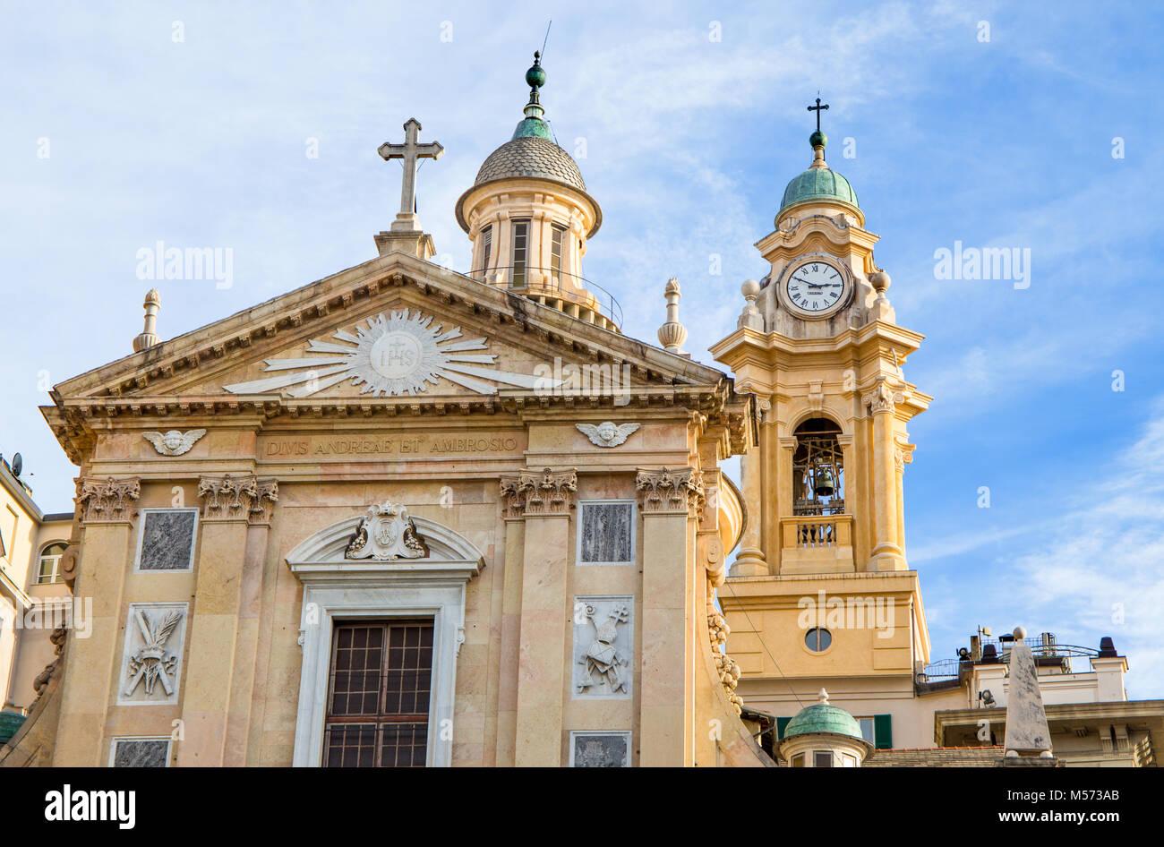 Jésus, l'Église (Chiesa del Gesù), détail de la façade, Gênes, Genova (Italie), Banque D'Images