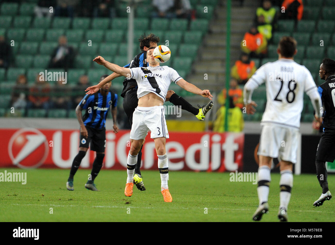 Varsovie, Pologne - 22 octobre 2015 : l'UEFA Europa League phase groupe Legia Varsovie Club Brugge Belgique o/p : Tomasz Jodlowiec Banque D'Images