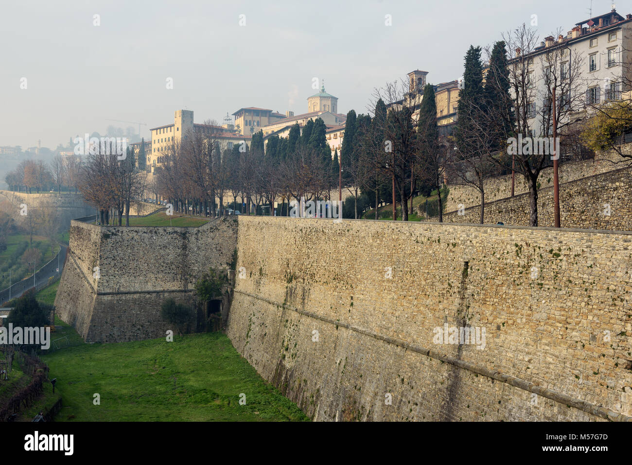 Vue panoramique aérienne sur la ville de Bergame en Italie du nord Banque D'Images