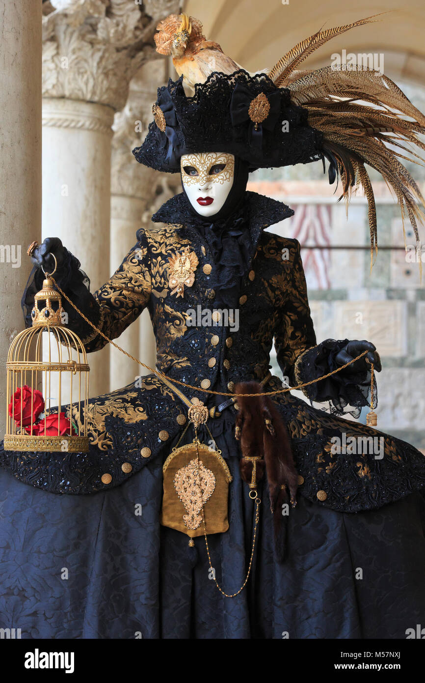 Une dame dans un magnifique costume traditionnel durant le Carnaval de  Venise (Carnevale di Venezia) à Venise, Italie Photo Stock - Alamy