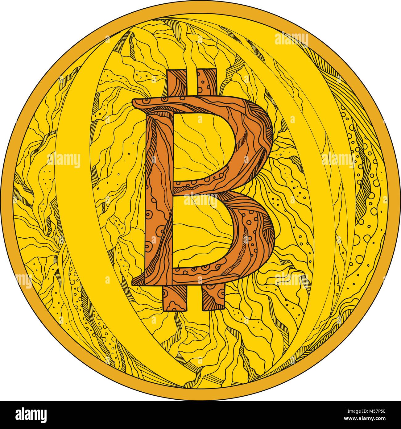 Doodle Art Illustration D'un Bitcoin, Un Système De Paiement Dans Le ...