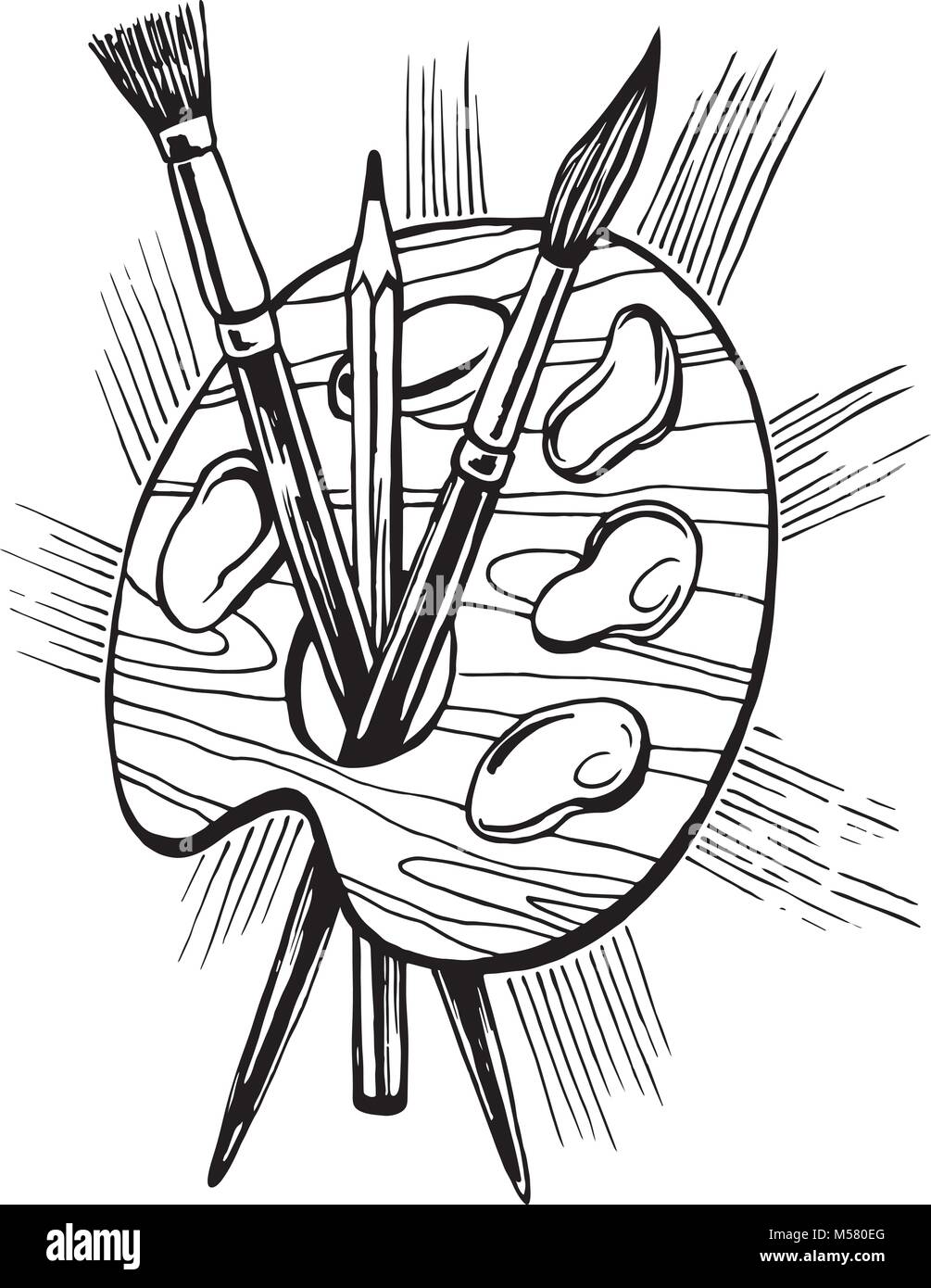 La palette artistique avec des brosses Illustration de Vecteur