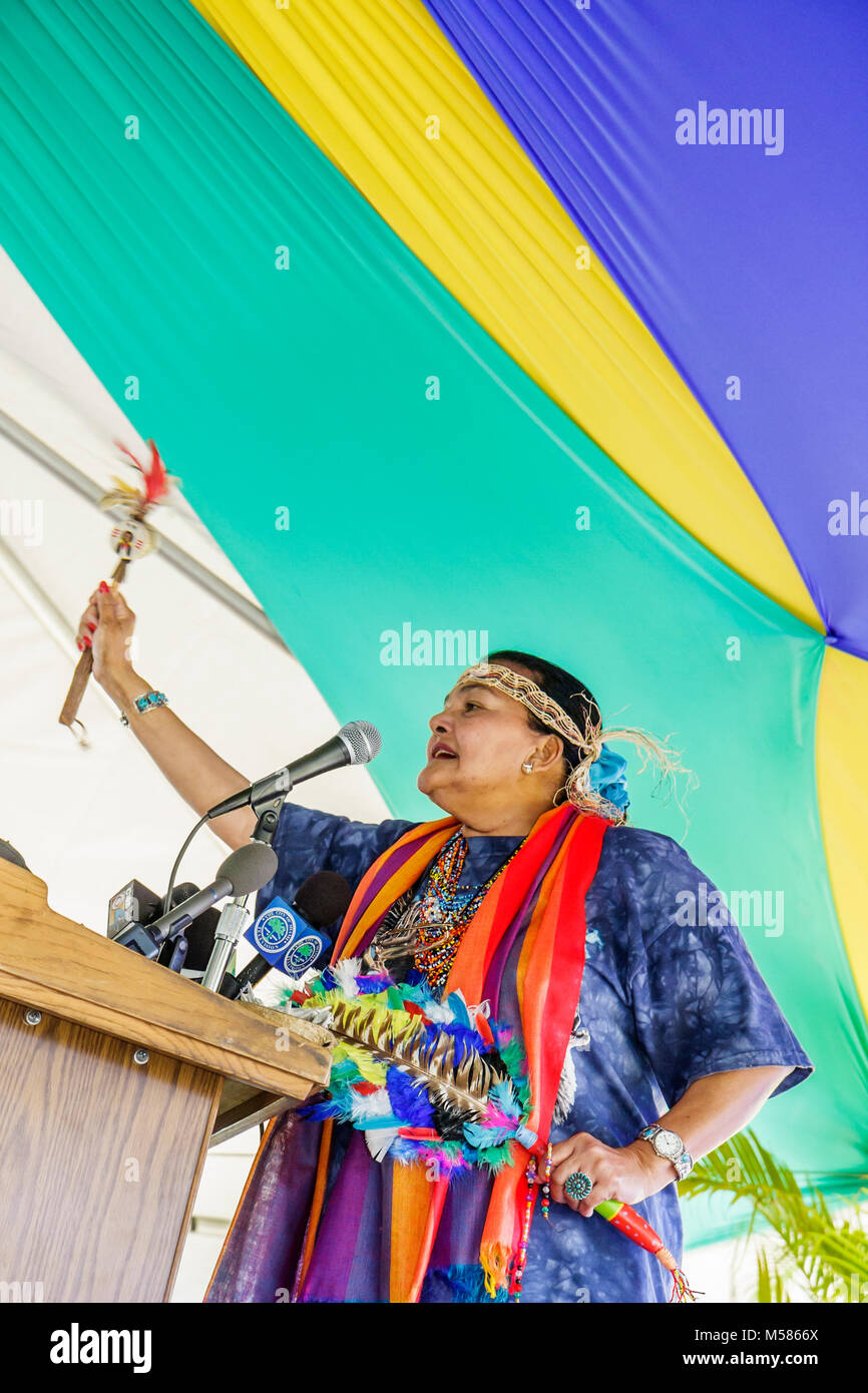 Miami Florida,Virginia Key,Beach Park,cérémonie d'ouverture de la grande Re,ségrégation,mouvement des droits civils,Caribe Tribal Indian Queen Catherine Hummingbird RAM Banque D'Images