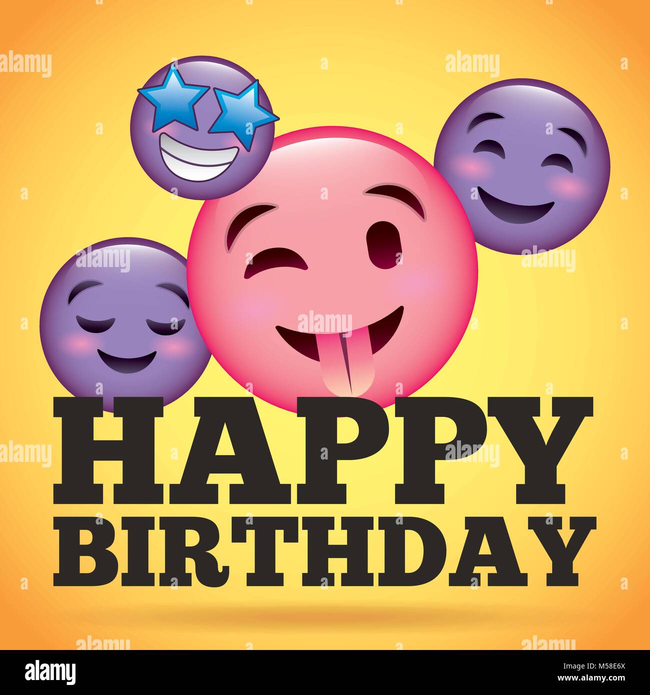 Joyeux Anniversaire Sourire Heureux Emoji Langue Image Vectorielle Stock Alamy