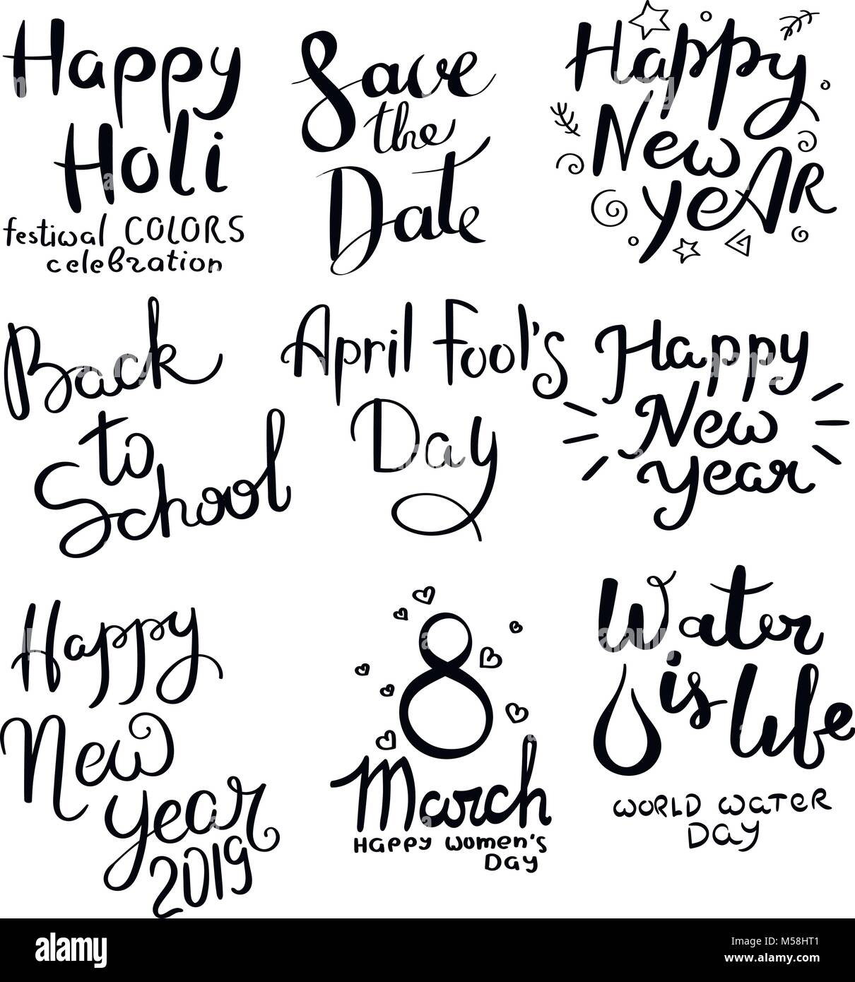 Maison de collection. Jeu de hand drawn vector phrases lettrage. Décor moderne calligraphie motivant pour mur, affiches, gravures, cartes, t-shirts et d'Othe Illustration de Vecteur