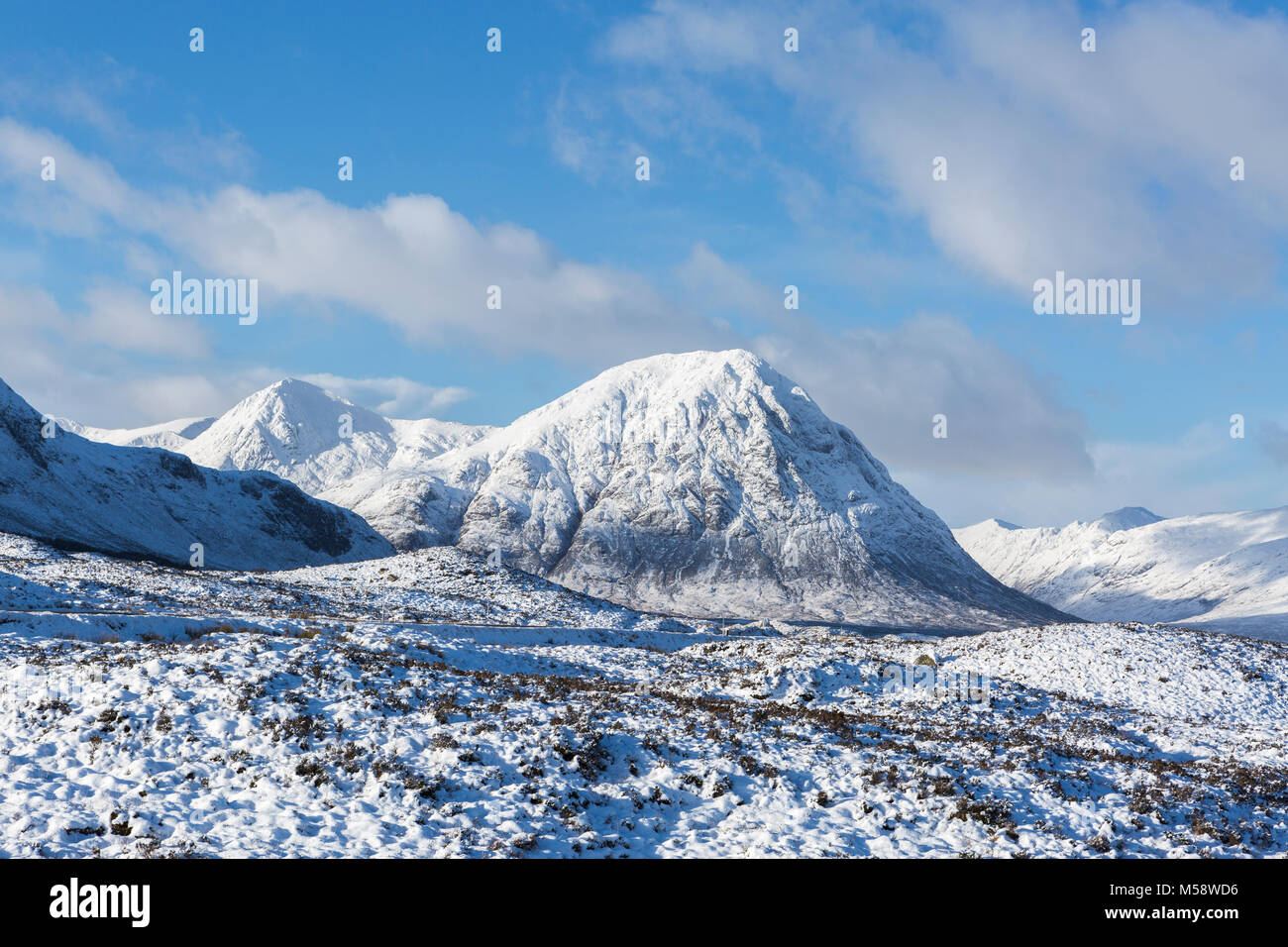 Buachaille Etive Mor en hiver et couvertes de neige, Glencoe, Ecosse, Royaume-Uni Banque D'Images