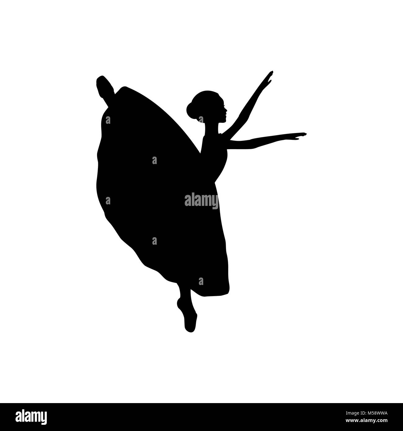 Silhouette ballerine fille danse ballet. Vector illustration Illustration de Vecteur