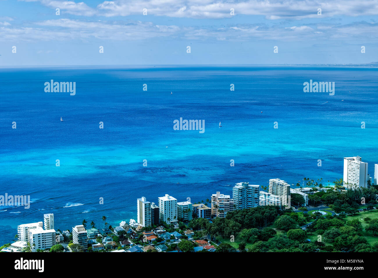 Hawaï Waikiki par la mer à Oahu Banque D'Images