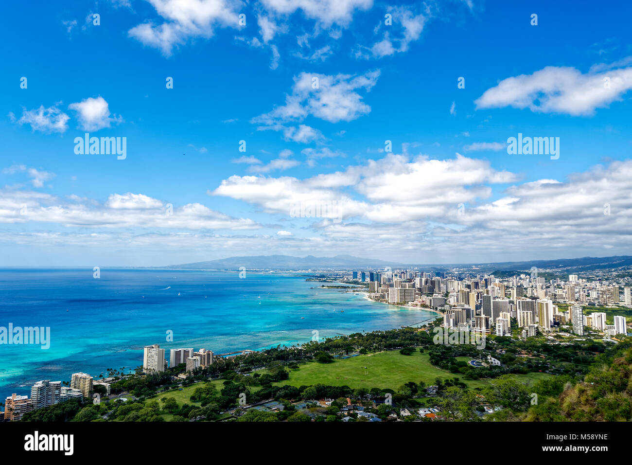Hawaï Waikiki par la mer à Oahu Banque D'Images
