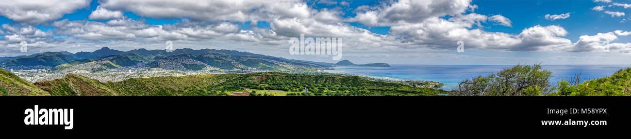 Vue panoramique de Diamond Head à Oahu Hawaii Banque D'Images