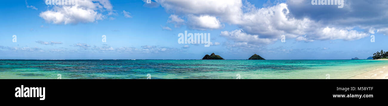 Vue panoramique sur la plage de Kailua Oahu Hawaii Banque D'Images