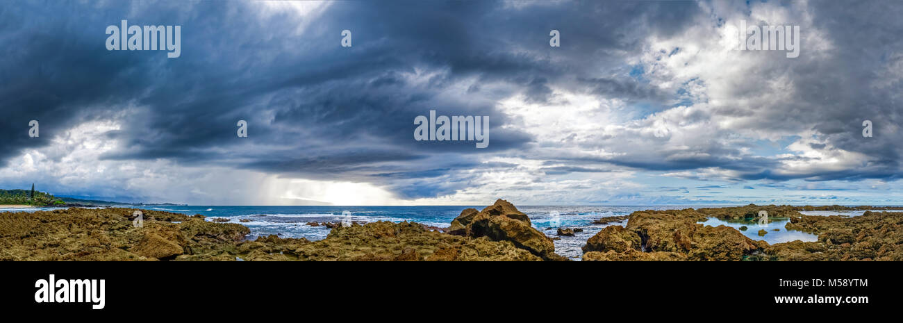 Vue panoramique sur trois tableaux Beach Oahu Hawaii Banque D'Images