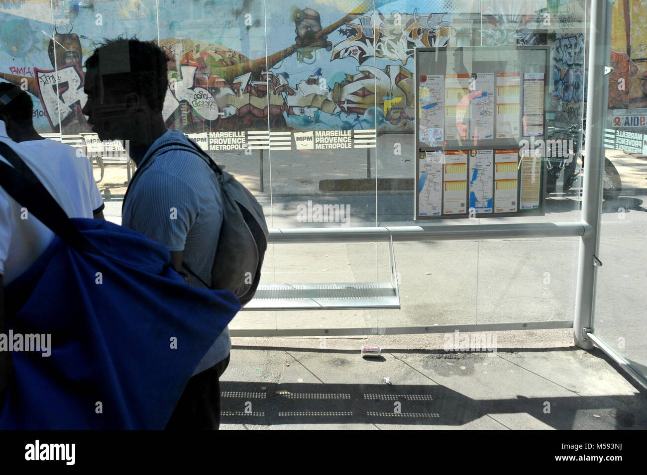 Marseille, France. Arrêt de Bus Banque D'Images