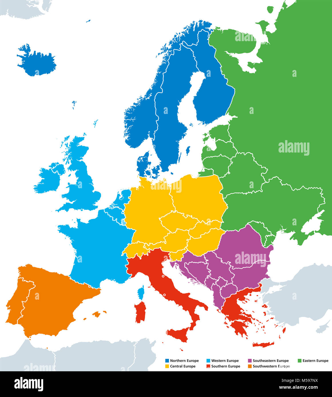 Régions Deurope Une Carte Politique Avec Un Seul Pays Le