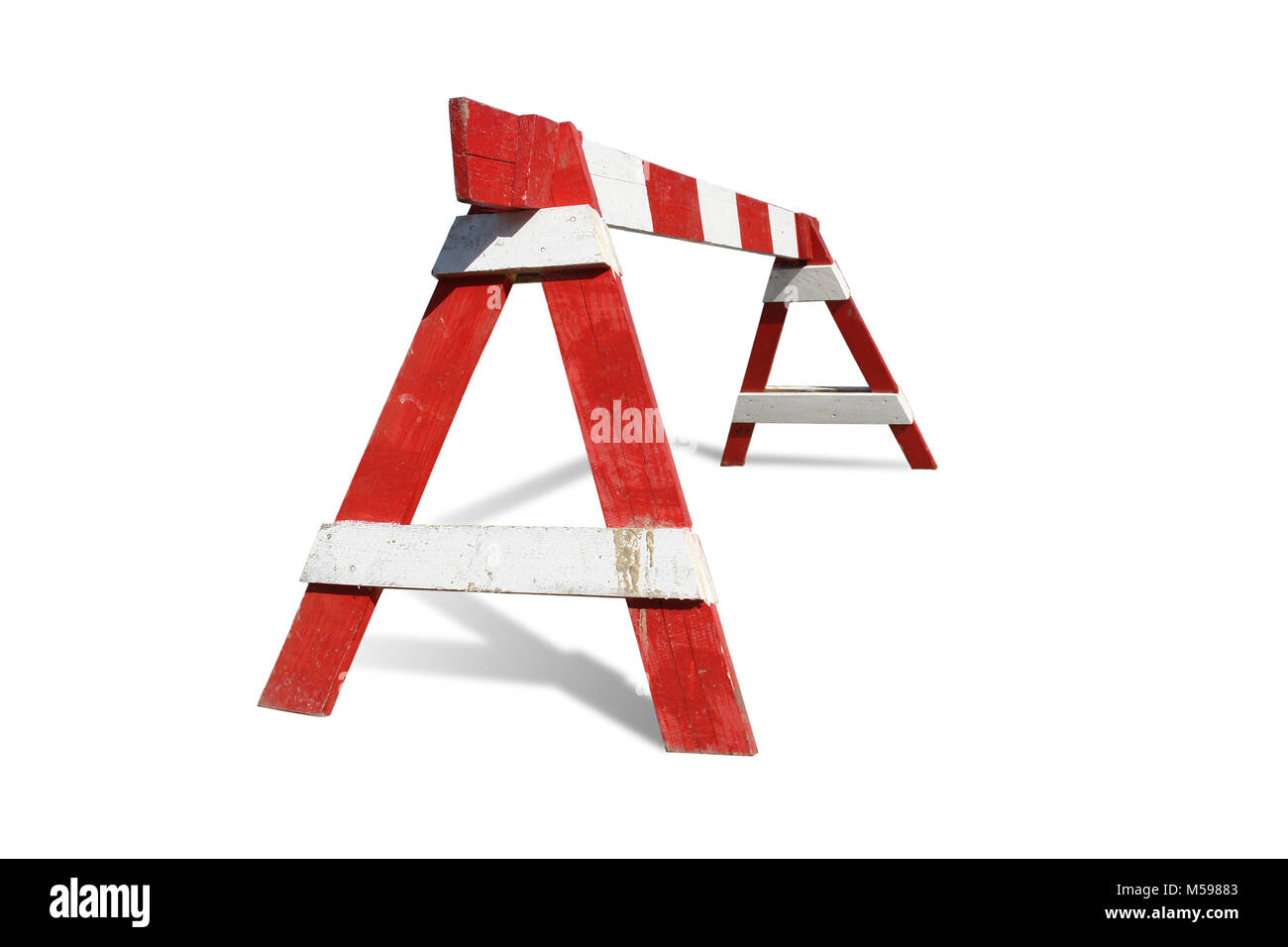 Construction en bois barrière sur white Banque D'Images