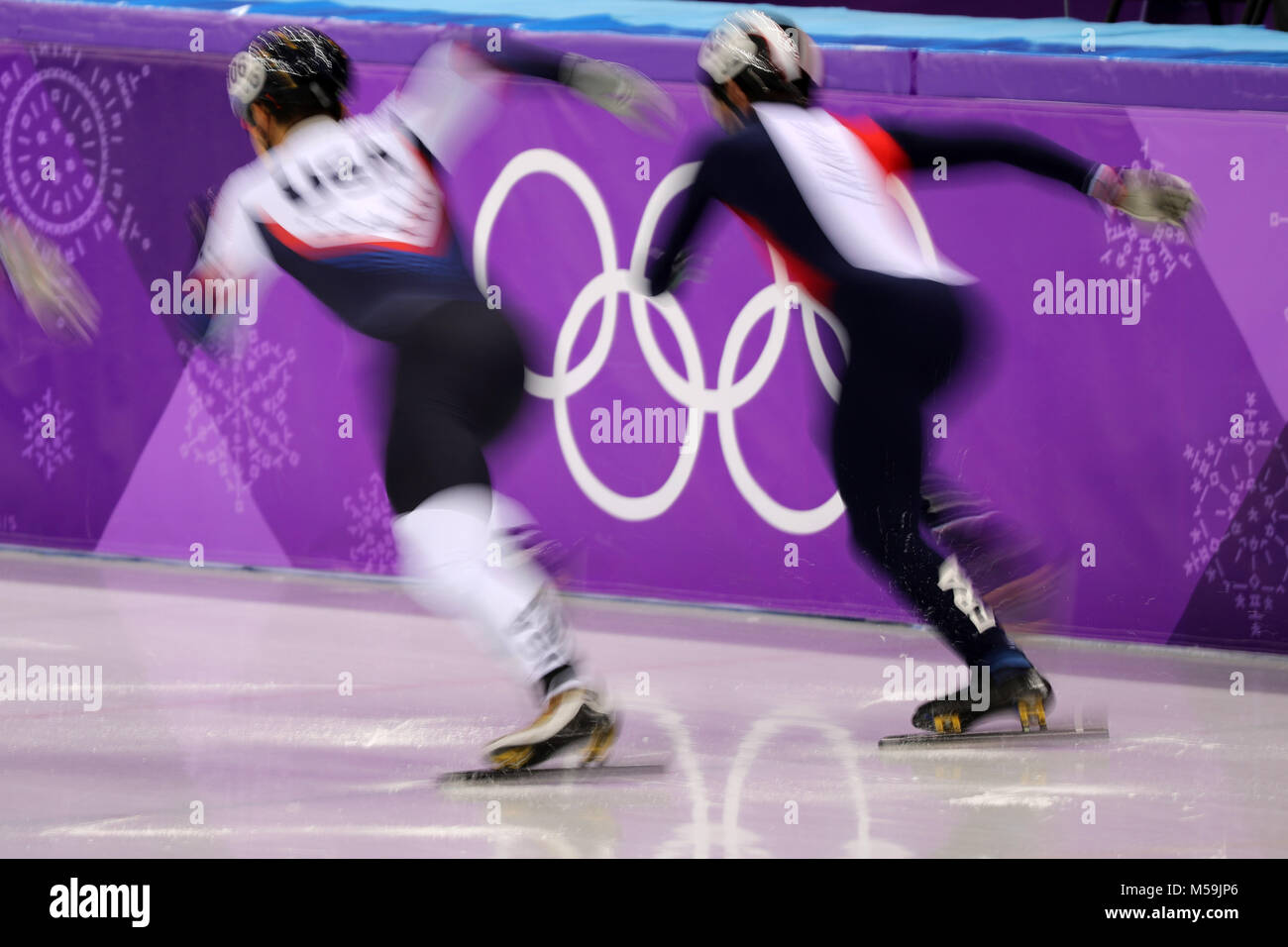 Gangneung, Corée du Sud. Feb 20, 2018. Patinage de vitesse sur piste courte : men's 500m chauffe à Gangneung Ice Arena pendant le 2018 Jeux Olympiques d'hiver de Pyeongchang. Crédit : Scott Mc Kiernan/ZUMA/Alamy Fil Live News Banque D'Images