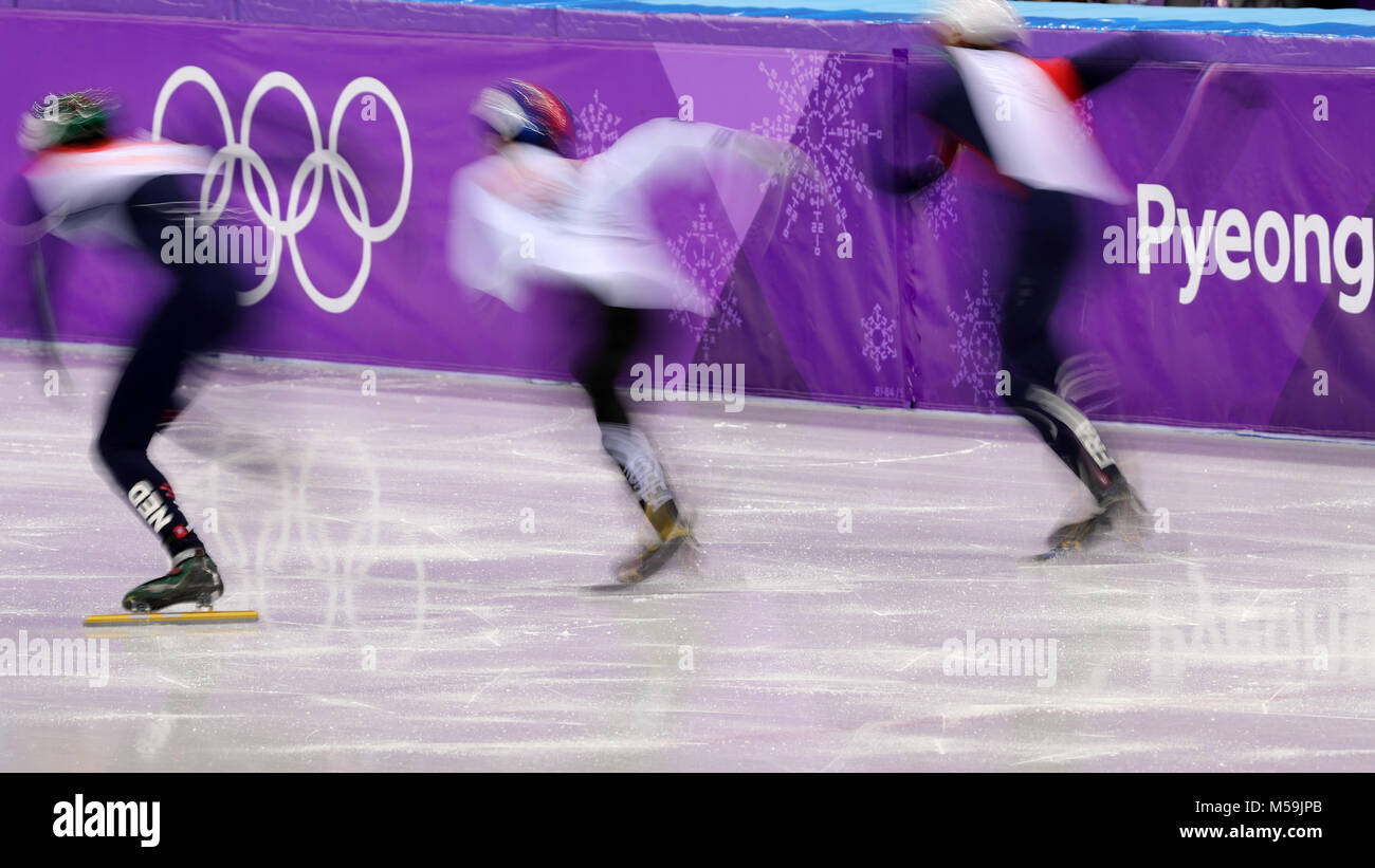 Gangneung, Corée du Sud. Feb 20, 2018. Patinage de vitesse sur piste courte : men's 500m chauffe à Gangneung Ice Arena pendant le 2018 Jeux Olympiques d'hiver de Pyeongchang. Crédit : Scott Mc Kiernan/ZUMA/Alamy Fil Live News Banque D'Images
