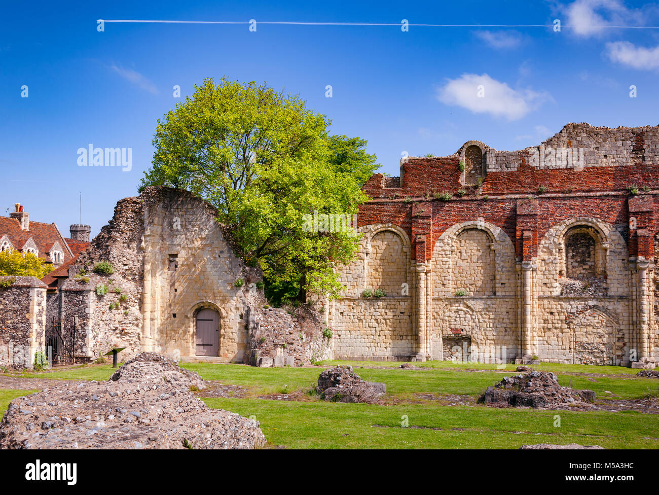 Ruines de St Augustine's Abbey, le plus ancien monastère bénédictin à Canterbury, Kent le Sud de l'Angleterre, Royaume-Uni. Site du patrimoine mondial de l'UNESCO Banque D'Images