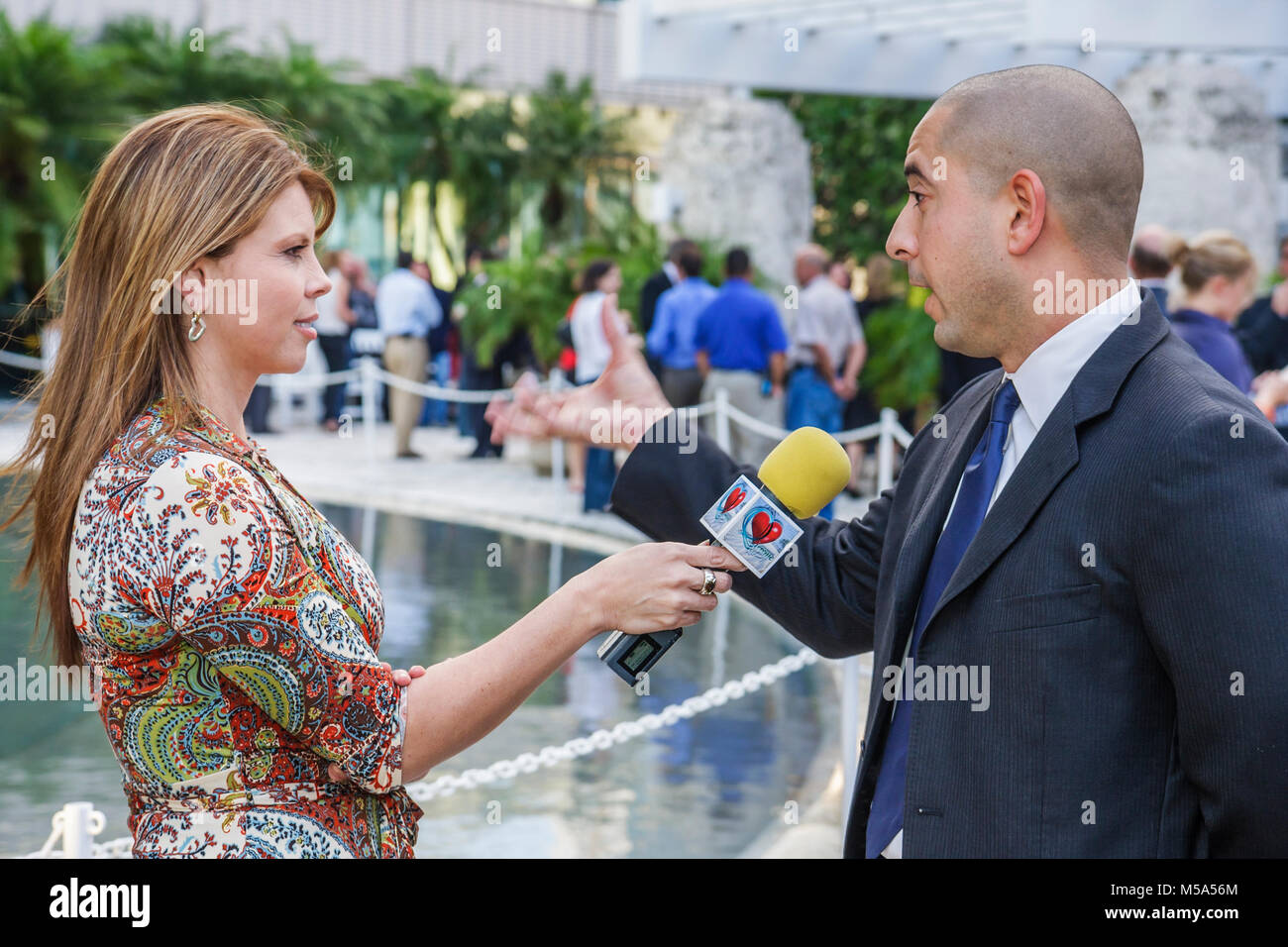 Miami Florida,Bank of America Tower,Sky Terrace,lancement de l'heure de la Terre,journaliste,journaliste,journaliste,médias,interviews,,interview, Banque D'Images