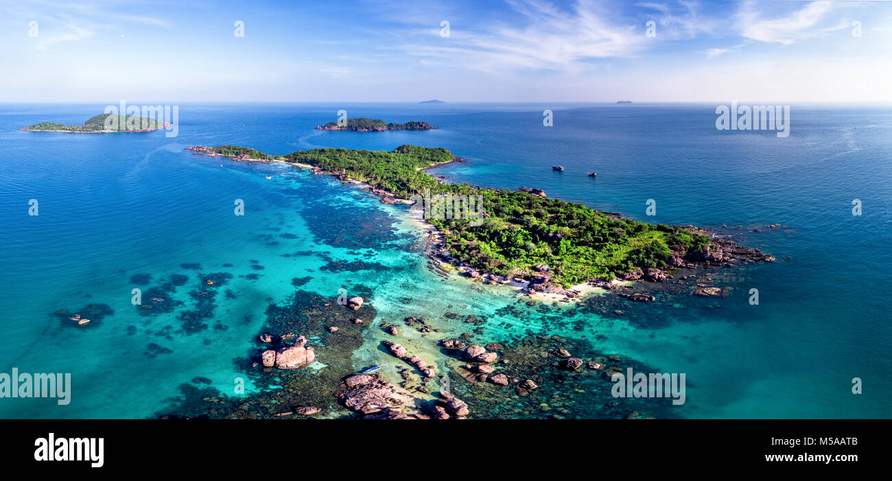 Mer et plage à l'île de l'IGS Gam, Kien Giang, Phu Quoc, Vietnam Banque D'Images